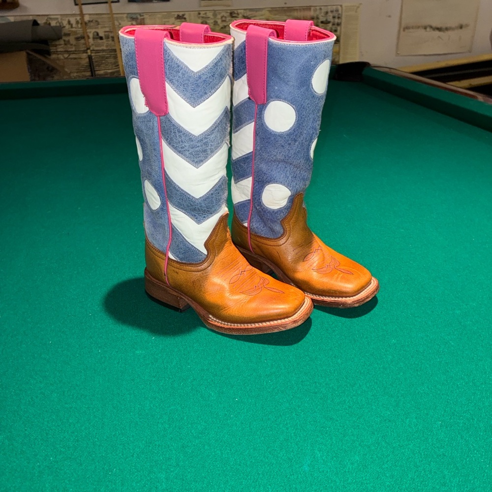 Macie Bean Riding Boots with fun Polka Dots and Chevron Design.